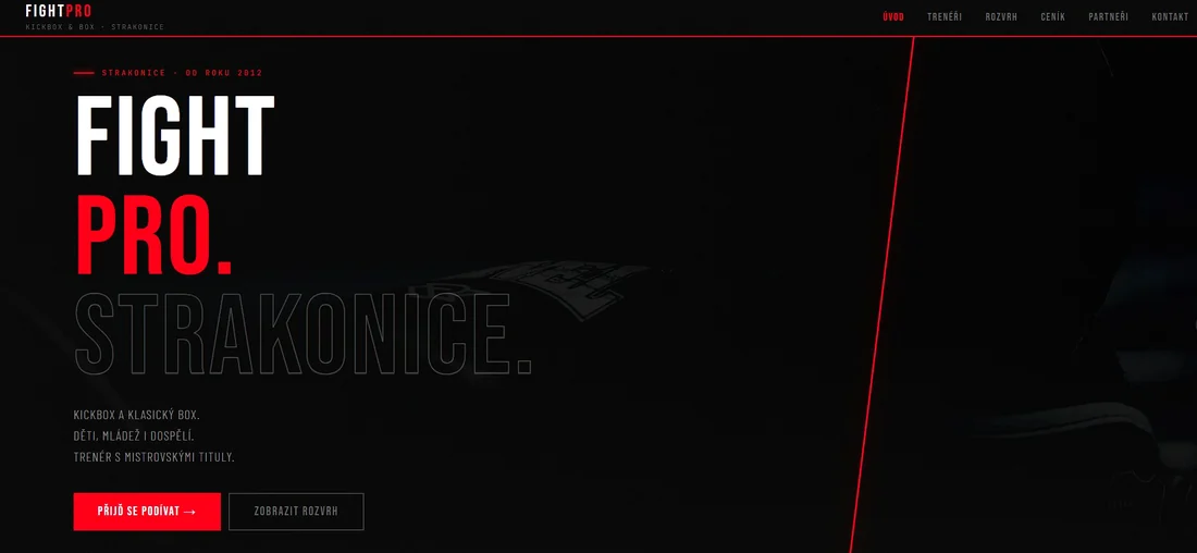 FightPro Strakonice — náhled webu