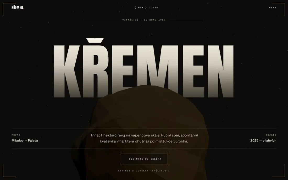 Vinařství Křemen — koncept webu